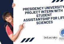 Presidency University Project Intern With Student Assistantship For Life Sciences Presidency University Project Intern