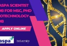 Raspa Scientist Job For MSc, PhD Biotechnology Job – Apply Online Raspa Scientist Job