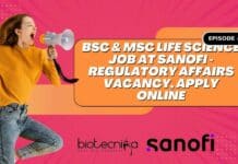 BSc & MSc Life Science Job at Sanofi – Regulatory Affairs Vacancy, Apply Online Sanofi Regulatory Affairs Job