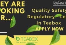 Quality Safety Regulatory – Lead at Teabox For Biology & Food Science Candidates, Apply Online Teabox Food Science Biology