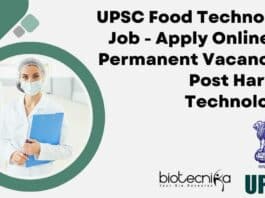 UPSC Food Technology Job