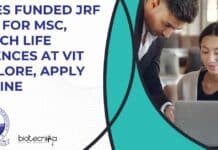 MoES Funded JRF Job For MSc, MTech Life Sciences at VIT Vellore, Apply Online VIT Vellore JRF 2023