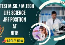 JRF Post Opening @ NIT Rourkela For Non NET- Life Science, Microbiology, Biochemistry Candidates JRF position at NITR