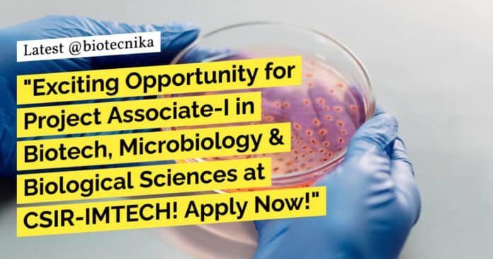 CSIR-IMTECH Hiring Project Associate - Biotech, Microbiology & Biological Sciences