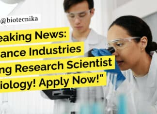 Research Scientist Job at Reliance Industries For Biology
