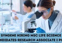 Syngene Hiring MSc Life Science Candidates For Research Associate Post, Apply Online Latest MSc Job at Syngene