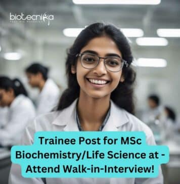 Trainee Post for MSc Biochemistry NEw