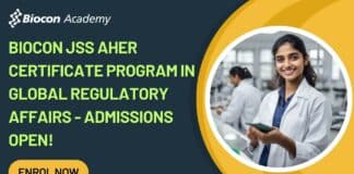 Biocon JSS AHER Certificate Program