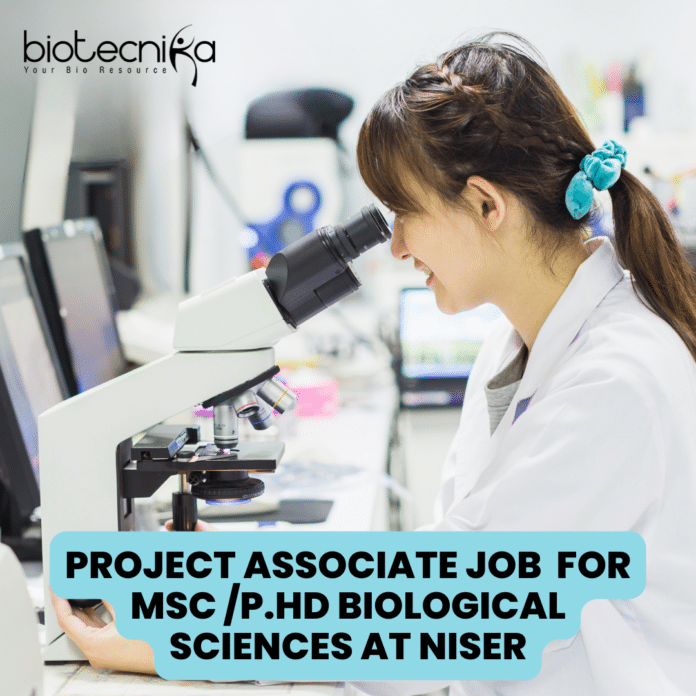 Project Associate Job At NISER for MSc /P.hd Biological Sciences