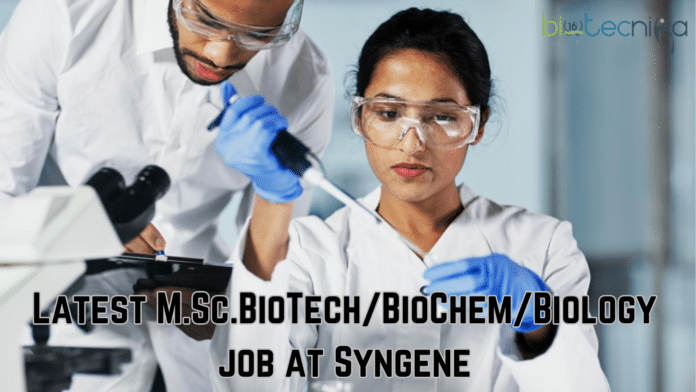 Syngene Hiring Biotech/Biochem