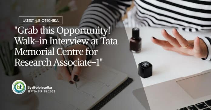 ACTREC Research Associate Jobs - MSc Biotech & Life Sciences, Attend Walk-In