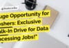 Huge Opportunity for Freshers at Infosys: Exclusive Walk-In Drive for Data Processing Jobs! Infosys Freshers Job - Data Processing Jobs