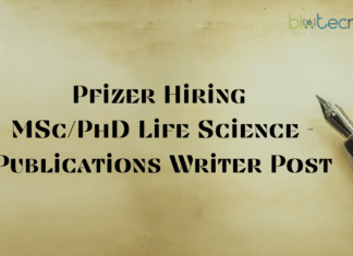 Pfizer Writing Life Sciences Jobs - MSc & PhD Apply Online