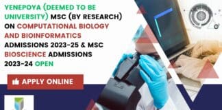 Yenepoya Admissions 2023-25 Open For MSc (By Research) On Computational Biology and Bioinformatics & MSc Bioscience