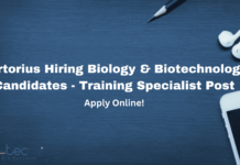 Sartorius Hiring Biology & Biotechnology Candidates – Training Specialist Post Sartorius Hiring Biology & Biotechnology