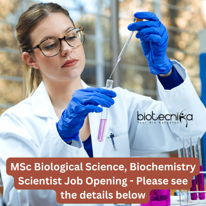 Latest MSc Biochemistry Job