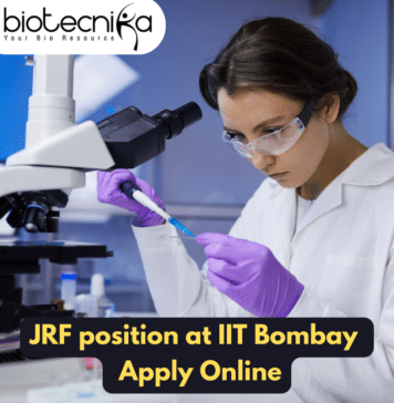 JRF Position at IIT Bombay – MSc Biotech & Biochem Apply Online JRF position at IIT Bombay