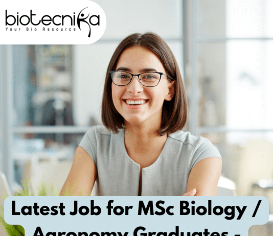Latest Job for MSc Biology / Agronomy Graduates