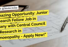 Amazing Opportunity: JRF Job in Botany with Central Council for Research in Homoeopathy – Apply Now! Govt CCRH Jobs - Botany Junior Research Fellow Position