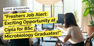 Fresher Job at Cipla - BSc Microbiology