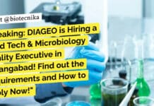 Breaking: DIAGEO is Hiring a Food Tech & Microbiology Quality Executive in Aurangabad! Find out the Requirements and How to Apply Now! Quality Executive Job at DIAGEO - Food Tech & Microbiology Apply