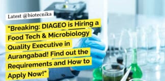 Quality Executive Job at DIAGEO - Food Tech & Microbiology Apply