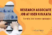 Research Associate -1 Position for M.Sc. in Life Sciences at IISER Kolkata Research Associate For Life Science at IISER Kolkata - Appy Now