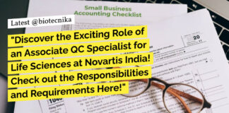Associate QC Specialist For Life Sciences at Novartis India