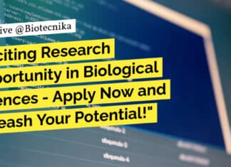"Exciting Research Opportunity in Biological Sciences - Apply Now and Unleash Your Potential!"