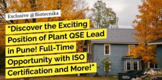 "Discover the Exciting Position of Plant QSE Lead in Pune! Full-Time Opportunity with ISO Certification and More!"