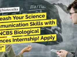 "Unleash Your Science Communication Skills with the NCBS Biological Sciences Internship! Apply Now!"