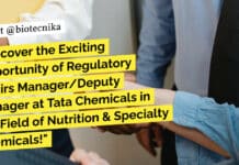 Discover the Exciting Opportunity of Regulatory Affairs Manager/Deputy Manager at Tata Chemicals in the Field of Nutrition & Specialty Chemicals! "Discover the Exciting Opportunity of Regulatory Affairs Manager/Deputy Manager at Tata Chemicals in the Field of Nutrition & Specialty Chemicals!"