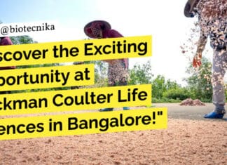 "Discover the Exciting Opportunity at Beckman Coulter Life Sciences in Bangalore!"