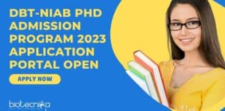 DBT-NIAB PhD Admission 2023 Program - Application Portal Open