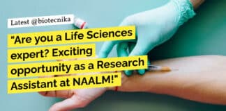 "Are you a Life Sciences expert? Exciting opportunity as a Research Assistant at NAALM!"