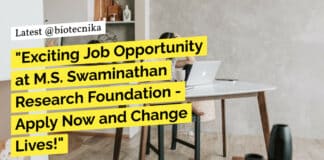 "Exciting Job Opportunity at M.S. Swaminathan Research Foundation - Apply Now and Change Lives!"
