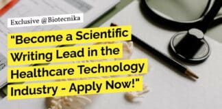 "Become a Scientific Writing Lead in the Healthcare Technology Industry - Apply Now!"