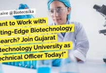 Want to Work with Cutting-Edge Biotechnology Research? Join Gujarat Biotechnology University as a Technical Officer Today! Biological Sciences Job GBU - Apply For Tech Officer Post