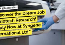Discover the Dream Job in Biotech Research! Apply Now at Syngene International Ltd. Syngene BTech Biotech Research Post Recruitment - Apply Now!