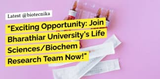 Bharathiar University Life Sciences/ Biochem Research Recruitment