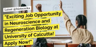 "Exciting Job Opportunity in Neuroscience and Regeneration Biology at University of Calcutta! Apply Now!"