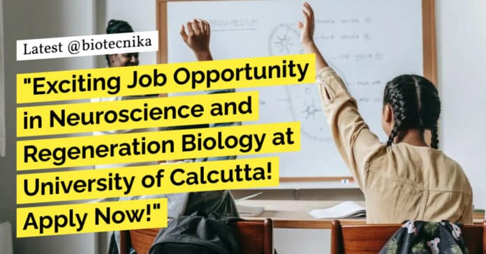 "Exciting Job Opportunity in Neuroscience and Regeneration Biology at University of Calcutta! Apply Now!"