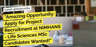 Life Sciences MSc Candidates Apply Online at NIMHANS