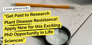 "Get Paid to Research Plant Disease Resistance! Apply Now for this Exciting PhD Opportunity in Life Sciences"