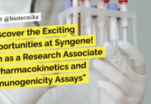 Discover the Exciting Opportunities at Syngene! Join as a Research Associate in Pharmacokinetics and Immunogenicity Assays "Discover the Exciting Opportunities at Syngene! Join as a Research Associate in Pharmacokinetics and Immunogenicity Assays"