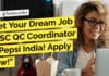 Get Your Dream Job as SC QC Coordinator at Pepsi India! Apply Now! Pepsi India Food Tech SC QC Coordinator Job