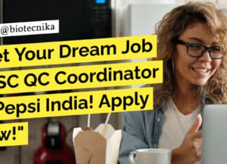 Pepsi India Food Tech SC QC Coordinator Job