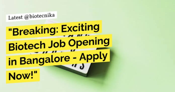 Biotech Job at Sartorius - BTech & MSc Apply Online