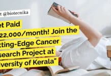 "Get Paid Rs.22,000/month! Join the Cutting-Edge Cancer Research Project at University of Kerala"