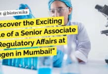 "Discover the Exciting Role of a Senior Associate in Regulatory Affairs at Amgen in Mumbai!"